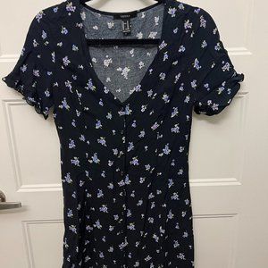 Black floral dress with buttons